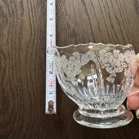 Vtg New Martinsville Depression Glass Sugar & Creamer Radiance Flower Basket Des - Picture 12 of 16